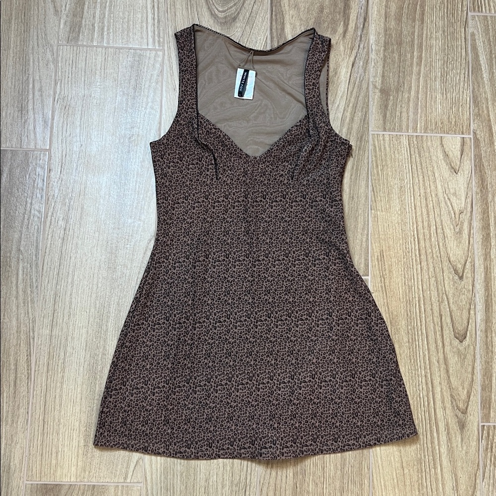 White Fox Leopard Mini Dress‎
